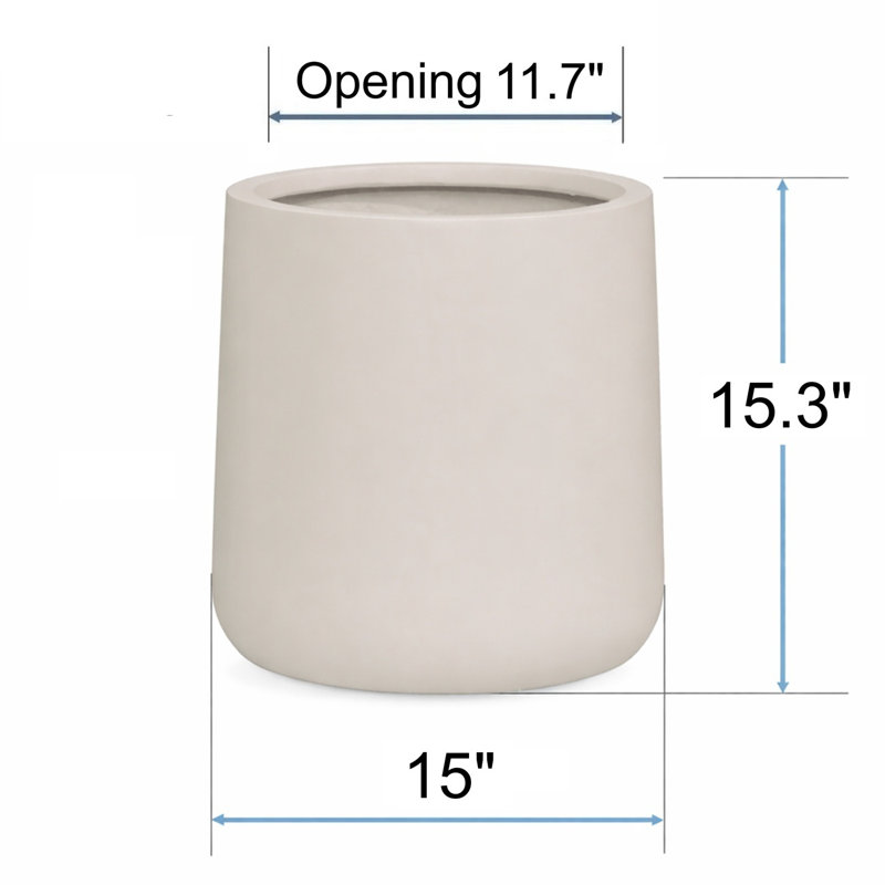 Kute Nest Indoor/Outdoor Contract Grade Large Conico Fiberstone Planter H15.3" x D15" (Taupe) - Pot Opening 11.7"