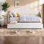 Lit double en bois avec lit gigogne de rangement, lits blancs de 199 cm (78,2 pouces), style ferme moderne-1657788773