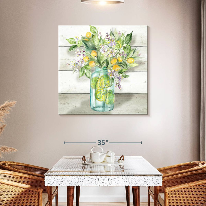 Yarlin, aquarelle, citrons, pot Mason, Shiplap, H 39 po x l 39 po