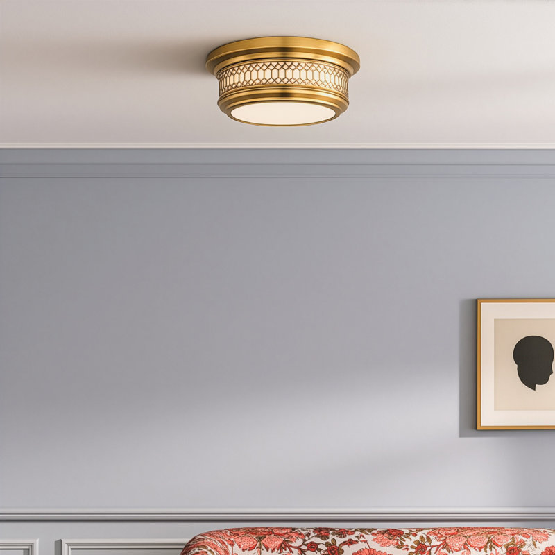 Williamsburg Tucker 3-Light 16.75" Flush Mount, Antique Brass, 2 Lights, 4.25"H x 11.75"W x 11.75"D