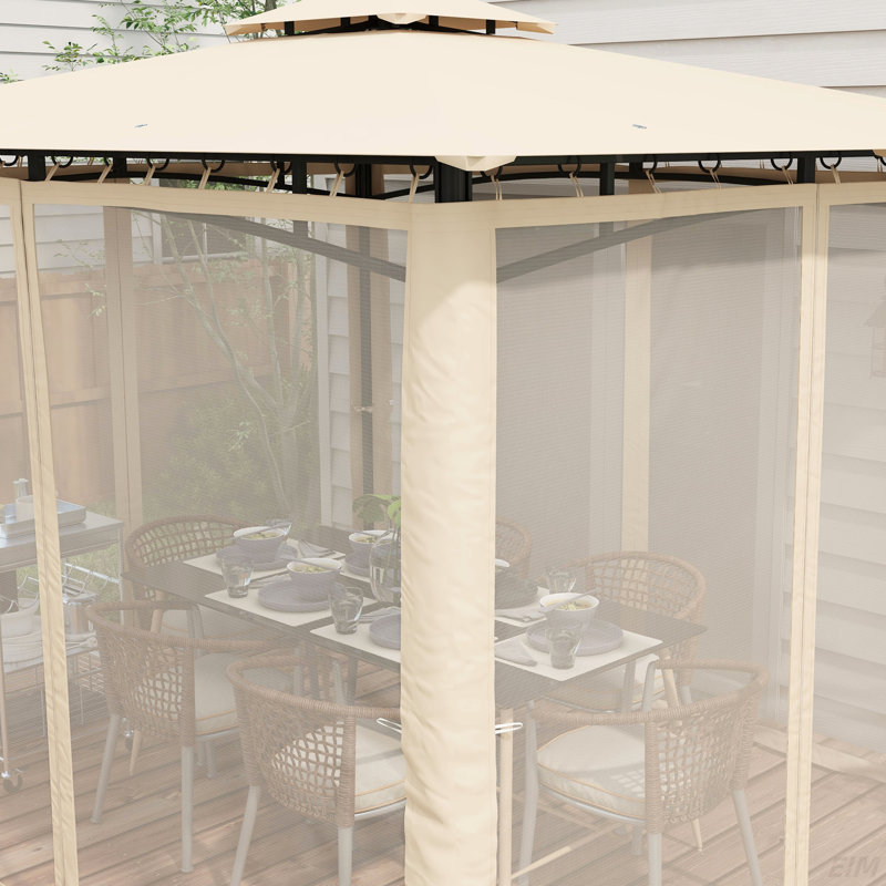 Patio Gazebo With Netting, Double Roof Outdoor Gazebo Canopy Shelter, Solid Metal Frame For Garden, Lawn, Backyard, Deck (Canopy)