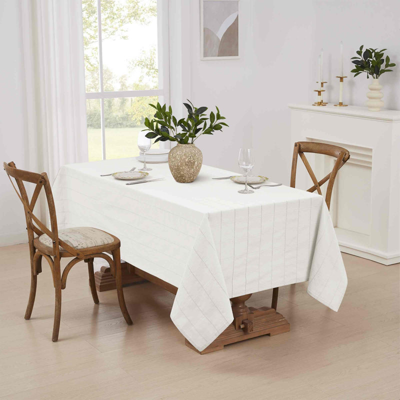 Izod Chadwick Linen Lurex Tablecloth, 120" L x 60" D, Cream