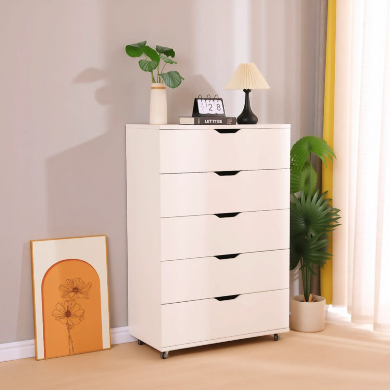 5-Drawer Dresser – Modern Storage Cabinet, Blanc