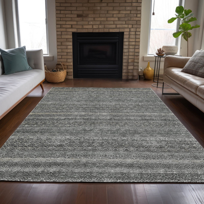 Tapis intérieur / extérieur lavable à la machine Xhevrie, Rectangle 10 pi x 14 pi