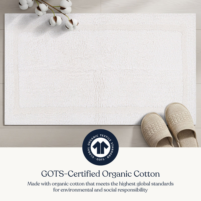  Organic Cotton Reversible Bath Mat – 3000 GSM, GOTS Certified, Ultra-Thick & Super Absorbent | Soft, Plush & Quick-Drying Bathroom Rug
