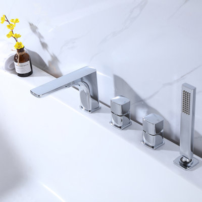 Robinet de baignoire romaine à 2 niveaux avec douche à main