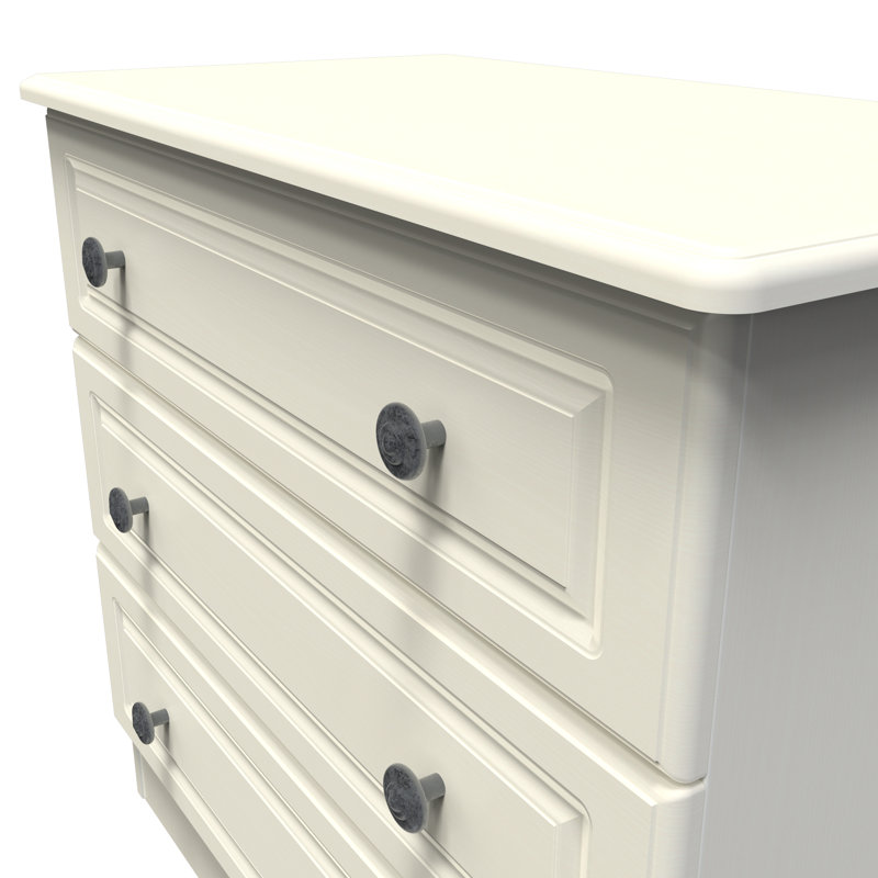 Fully Assembled Meansville 3 Drawer Chest, Cream