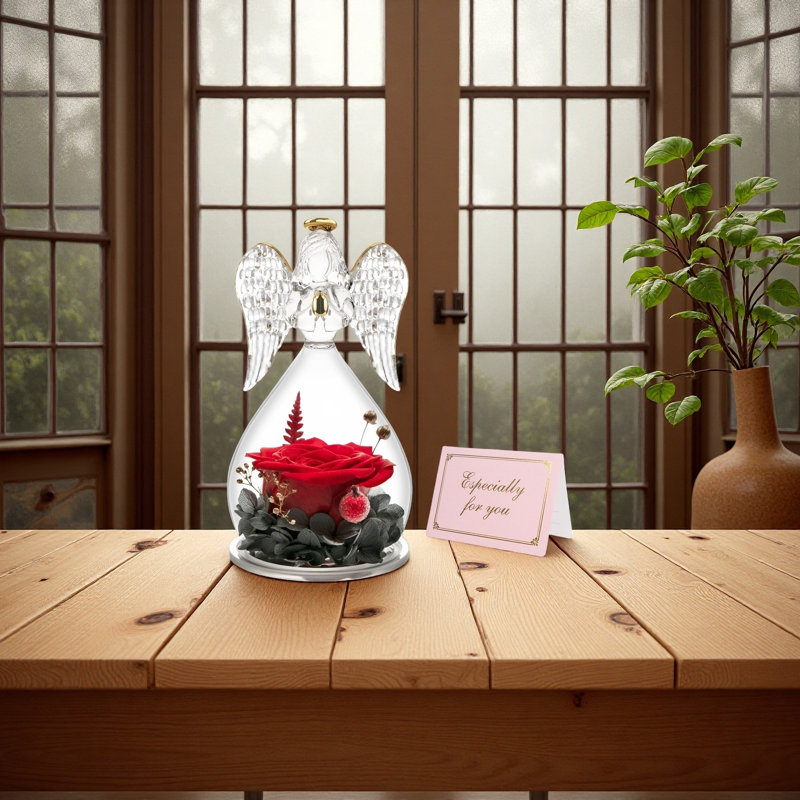 Figurines d'ange avec de vrais cadeaux rose