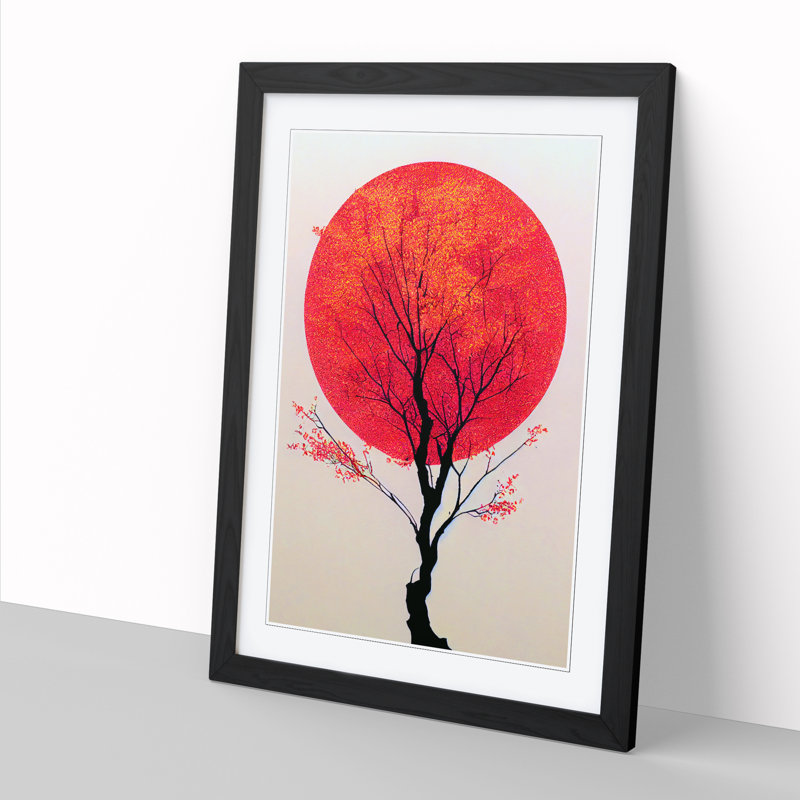 Peach Blossom Tree Modern Vol.2 - Single Picture Frame Print, 46cm H x 34cm W x 2cm D, Walnut