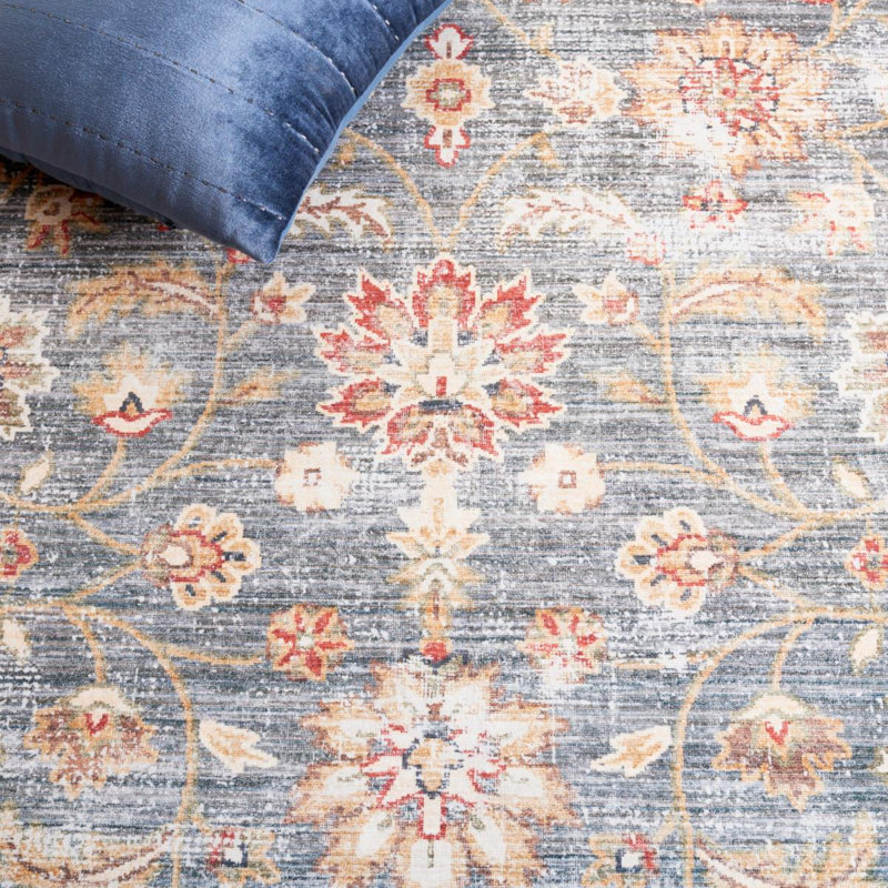 Arizona Jewel Machine Washable Non-Slip Area Rug In Grey & Beige, Runner 76 x 244 cm