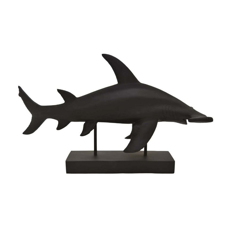 Pièce décorative de table, requin marteau, résine noire de 21 pouces