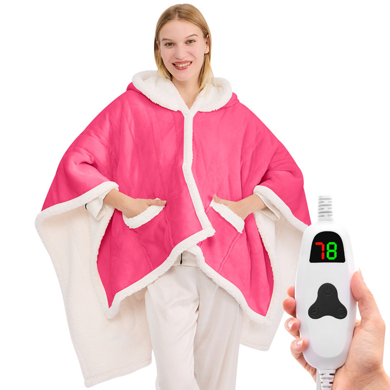 Poncho à couverture Sherpa, Rose, Jeté