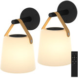 Bedside Wall Lamp Set of 2, Plug-in Wall Lamp with USB Charging Port and AC Power Outlet, Modern Black Brushed Nickel Wall Lamp with Plug Cord for Living Room Office, E26 LED Bulb Included