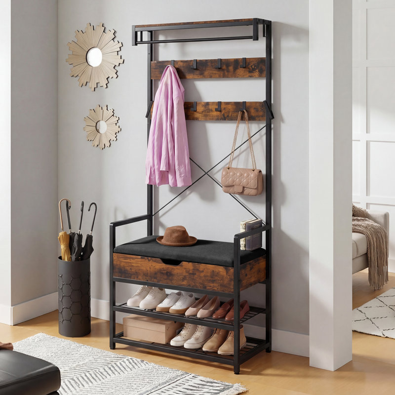 Hall Tree 80cm Wide, Brown/Black