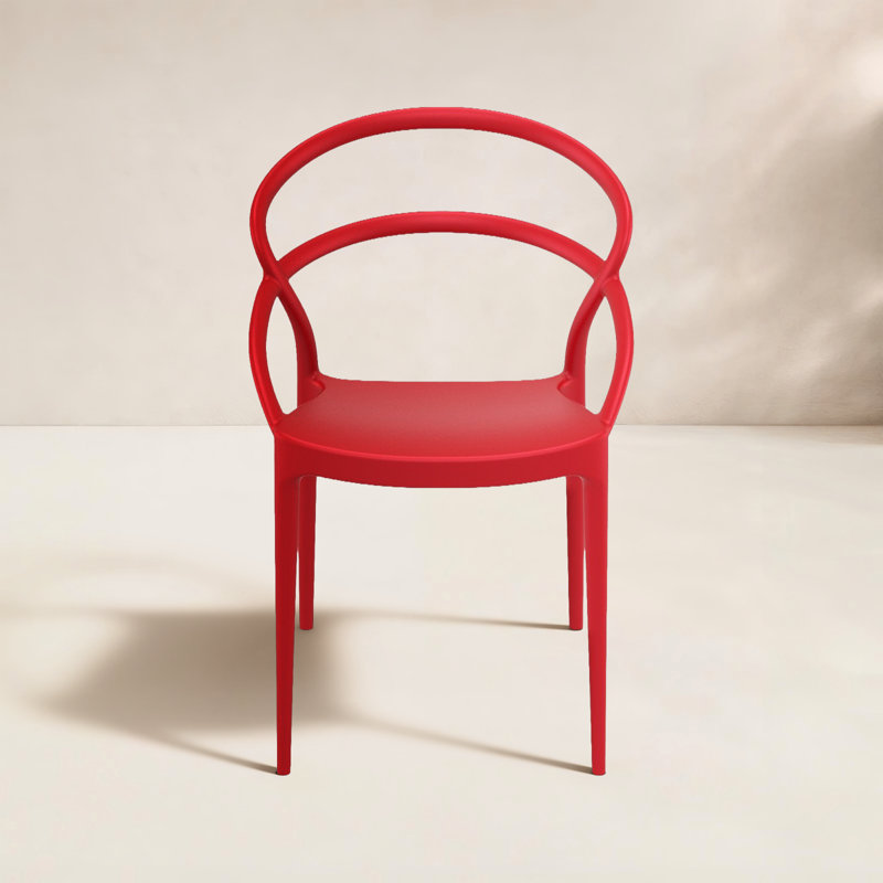 Farrah Stacking Patio Dining Armchair, Red