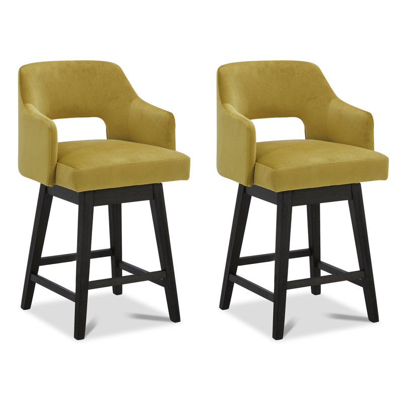 Tabouret de comptoir pivotant 26 po Bethine, Jaune