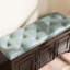 Banc en bois massif rembourré bleu ardoise-474830906-474830907