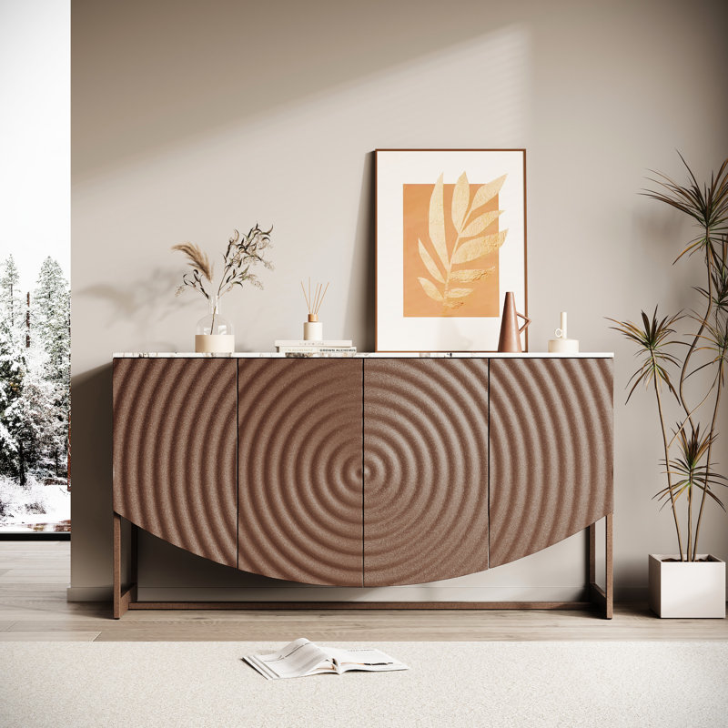 Buffet 3D Wave, comptoir imitant le marbre, American Art Design, armoires de salle à manger à texture réglable