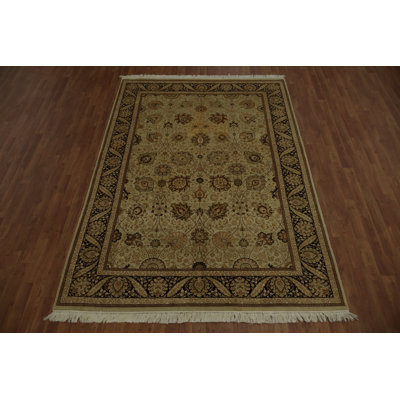Tapis Ziegler all-over à motif floral vert clair 6 x 9