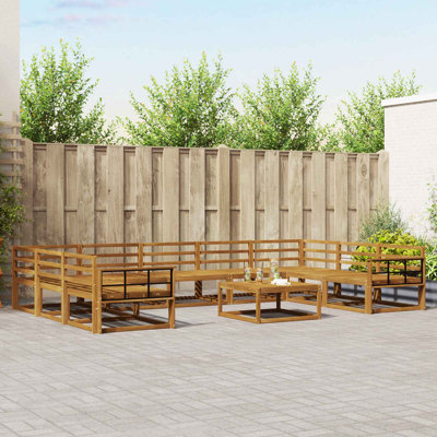  Outdoor Sofa Set 10 Pcs Natural Solid Acacia Wood