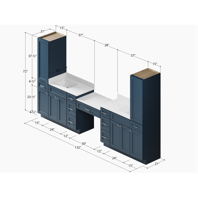 Meuble-lavabo double Disar, Bleu