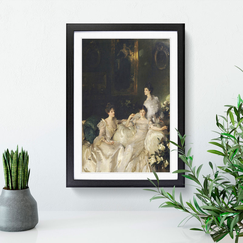 The Wyndham Sisters by John Singer Sargent - Picture Frame Painting, 65cm H x 48cm W x 2cm D, Black