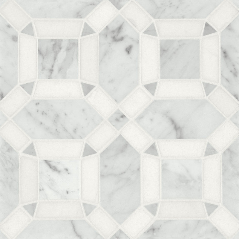Matisse 11.25" x 11.25"  Marble Wall & Floor Tile, White Carrara/Thassos