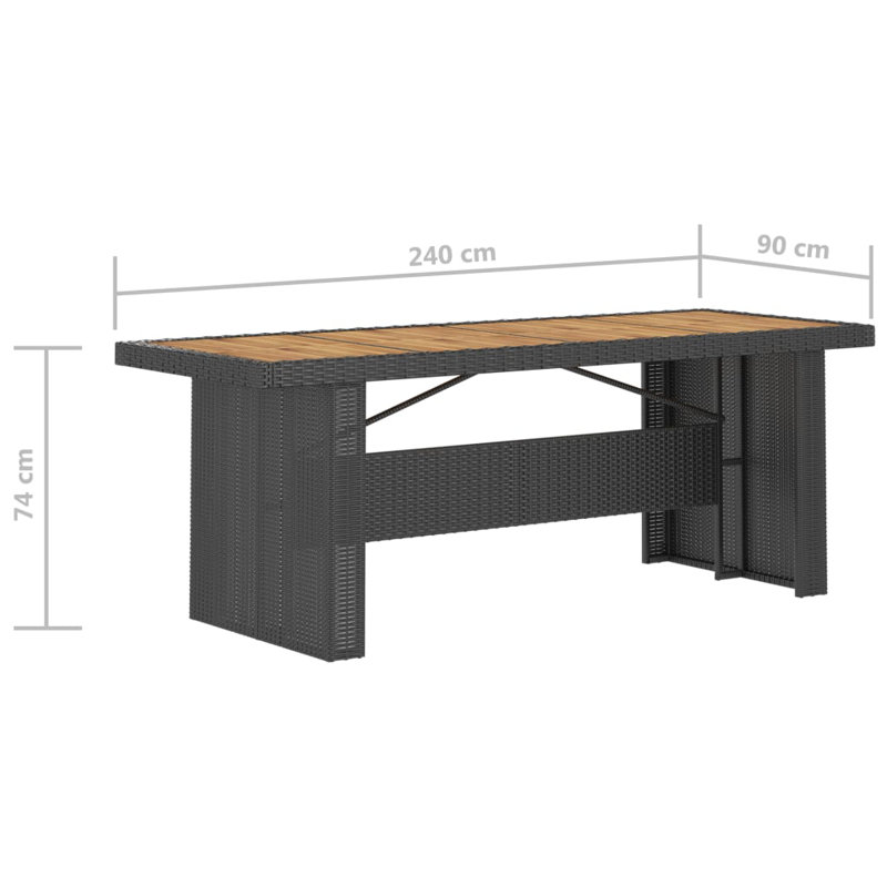 8 - Person Wicker Patio Dining Set with Rectangular Table , Cushions Included, Black