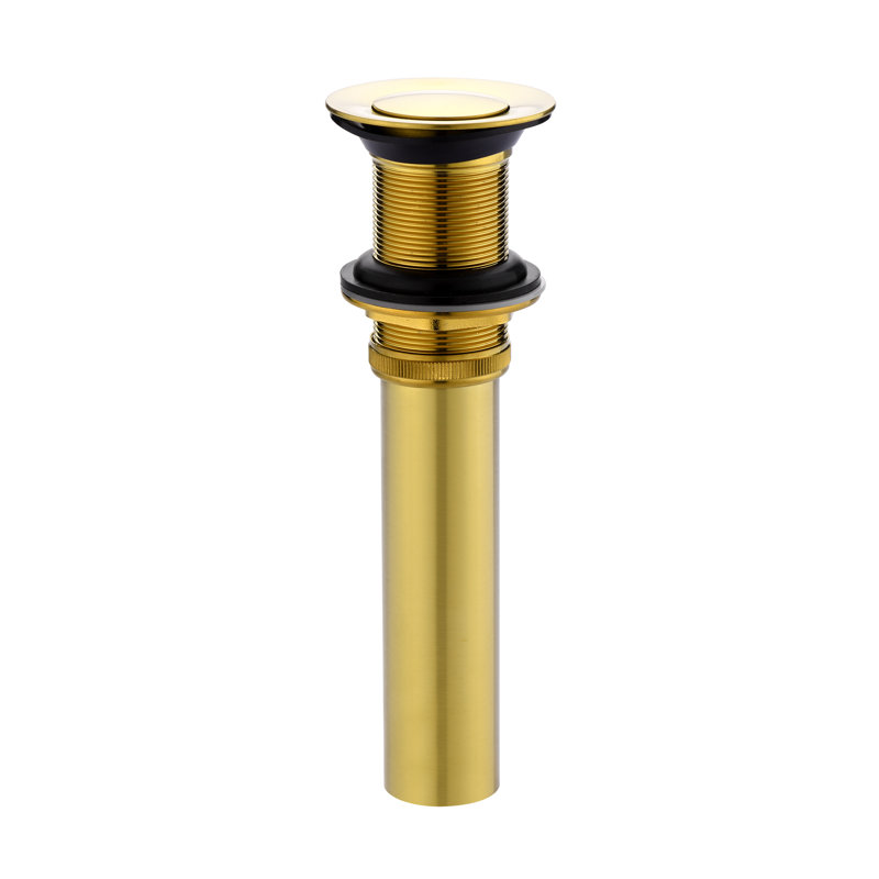 Pop-Up Bathroom Sink Drain Stopper with No Overflow, Brushed Gold