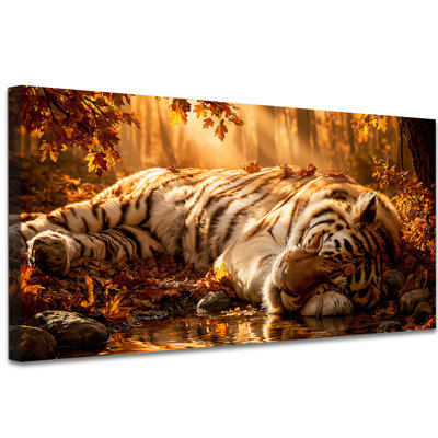 Automne, toile, tigre blanc, peinture d'automne