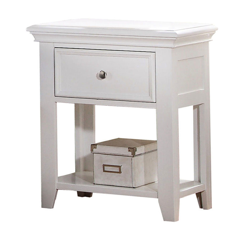 Table de chevet blanche avec tiroir pratique et tablette inférieure pour la grâce