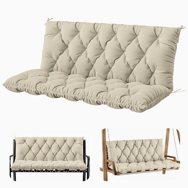 Wynee Porch Swing Cushion 5" Outdoor Bench Cushion, Only Cushion, 59.5" W x 20" D, Cream