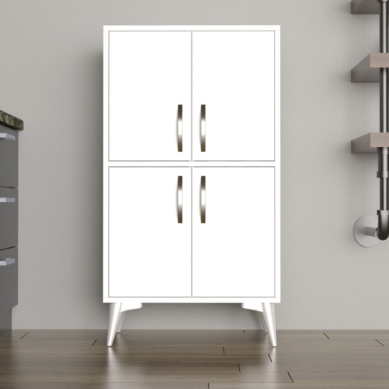 Armoire polyvalente polyvalente, blanche, 23,6 po x 42,9 po x 13,8 po | 100% panneau de particules enduit de mélamine, épaisseur: 0,7 pouce | Nombreuses tablettes pour un rangement supplémentaire, design moderne pour la maison et le bureau