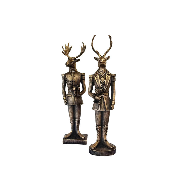 Decorative Object Set, Black/Gold, 18cm H x 10cm W x 13cm D