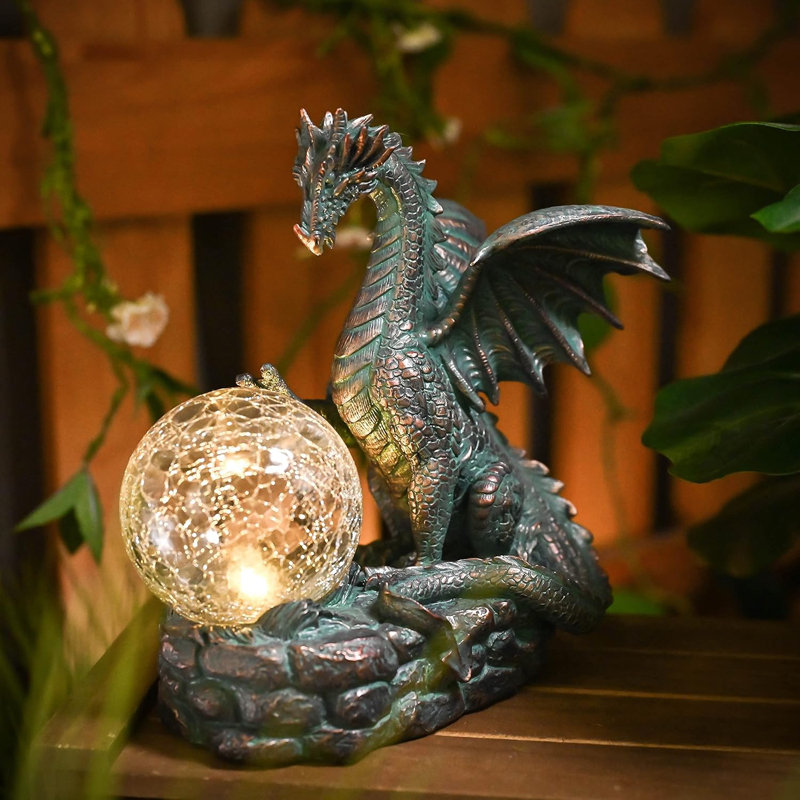 Statues d'extérieur en résine 7,8 po Dragon