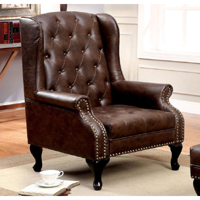 Ernberg Faux Leather Wingback Chair