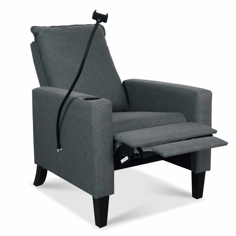 Yiran Upholstered Recliner, Gray Polyester