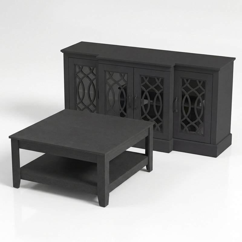 Ensemble de buffet 2 pièces Tottenham Basilico, Noir, Noir