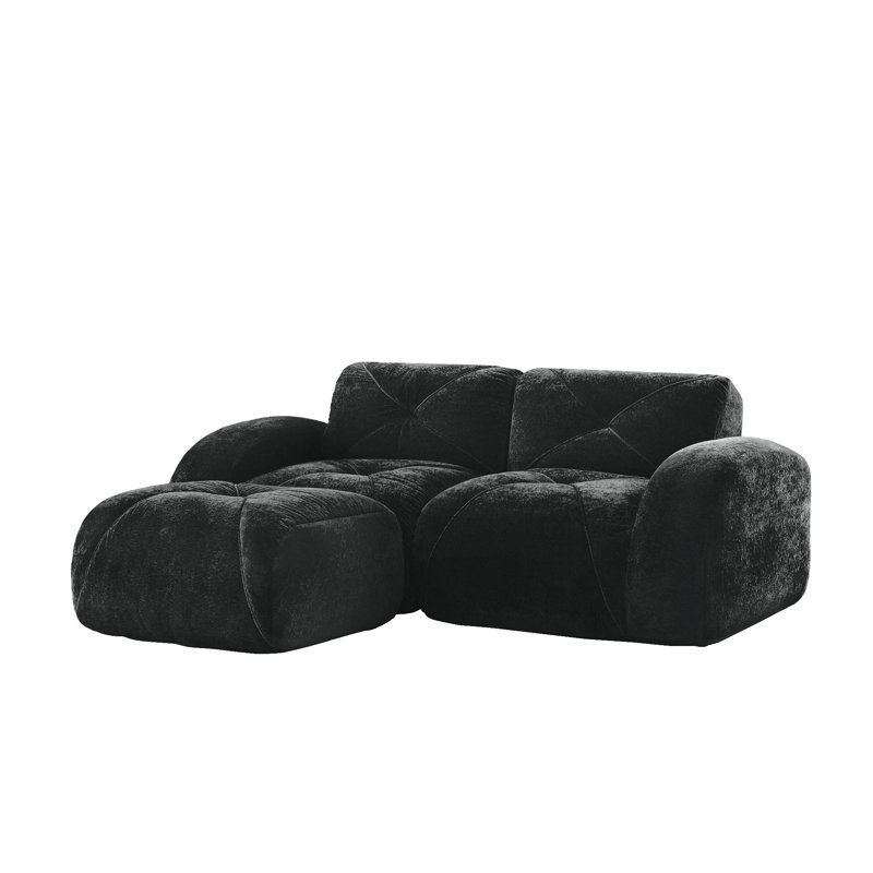 L-Shaped Boneless Sofa, 29.9" H x 80.3" W x 67.3" D, Black