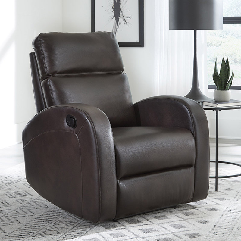 Jarrell 33" Upholstered Manual Recliner with Curved Arms, Pebble Brown