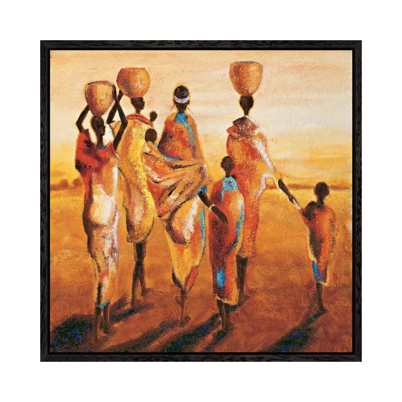 Mères Et Enfants by Jaques Beaumont - Gallery-Wrapped Canvas Giclée on Canvas, 45.72 cm H x 45.72 cm W, Black Framed