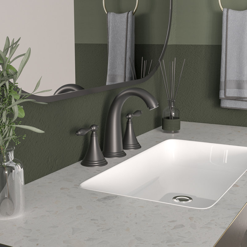 Widespread 2-handle Bathroom Faucet with Drain Assembly, Matte Black