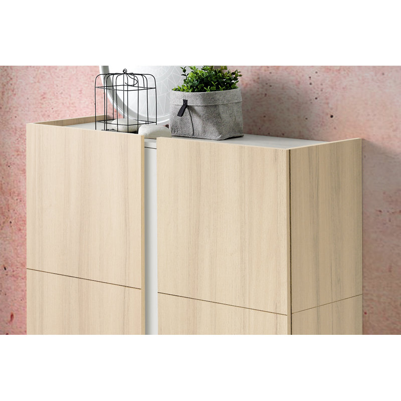 18 Pair Shoe Storage Cabinet, Light oak-white