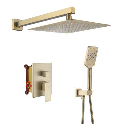 10 inch Wall Mounted Pressure Balanced Complete Shower System With 3 Setting Shower Handheld