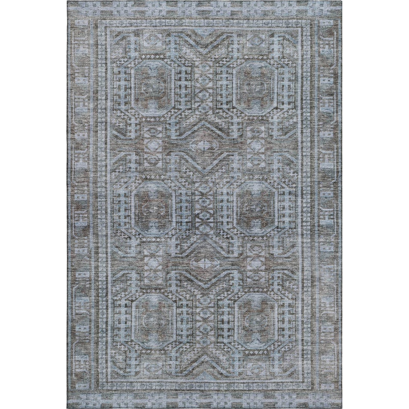 Premium Machine Washable Ashlynn Border Rug, Rectangle 9' x 12'