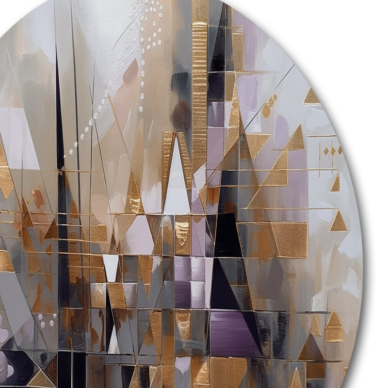 «Soft Color Composition II», art mural rond abstrait géométrique sur métal, H 16 po x l 16 po x P 1 po