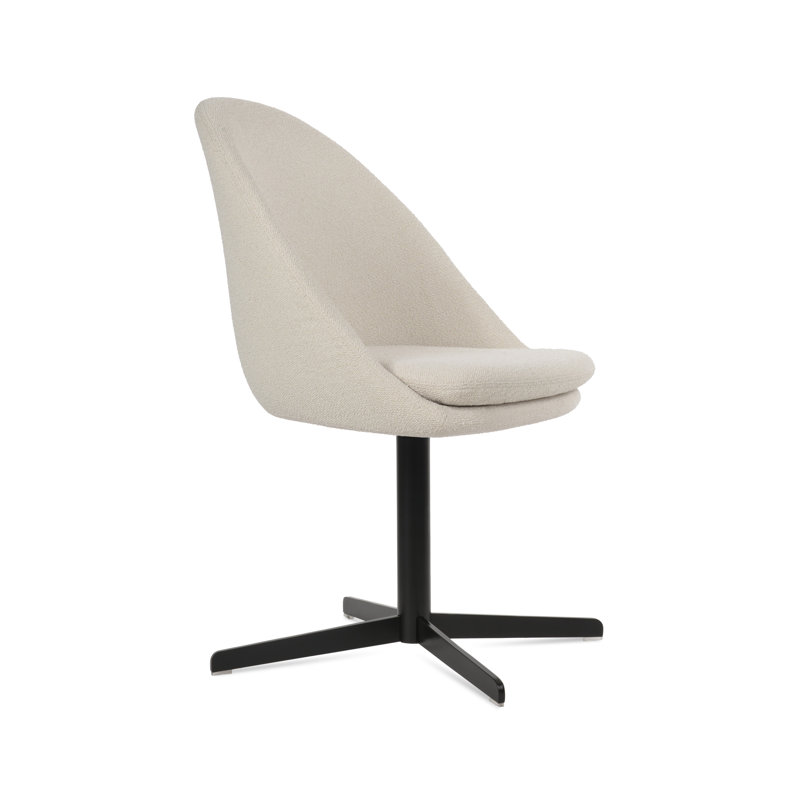 Chaise d'appoint pivotante 4 étoiles Avanos, Noir, Blanc cassé