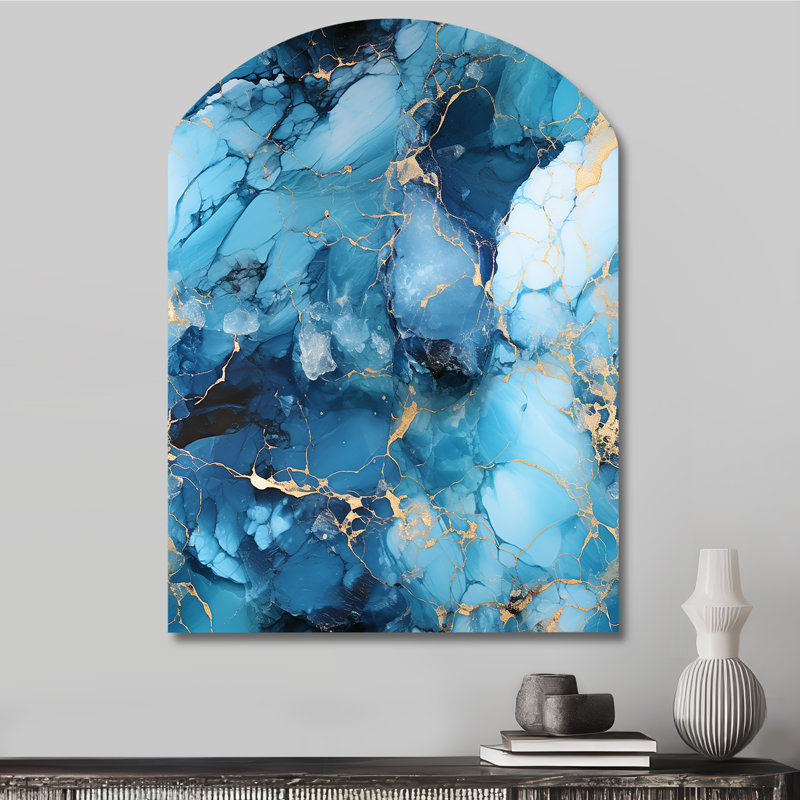 Loren - Art mural asymétrique en métal marbré abstrait, H 34 po x l 25 po