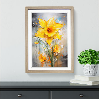 Daffodil Flower Action Painting - Framed Print
