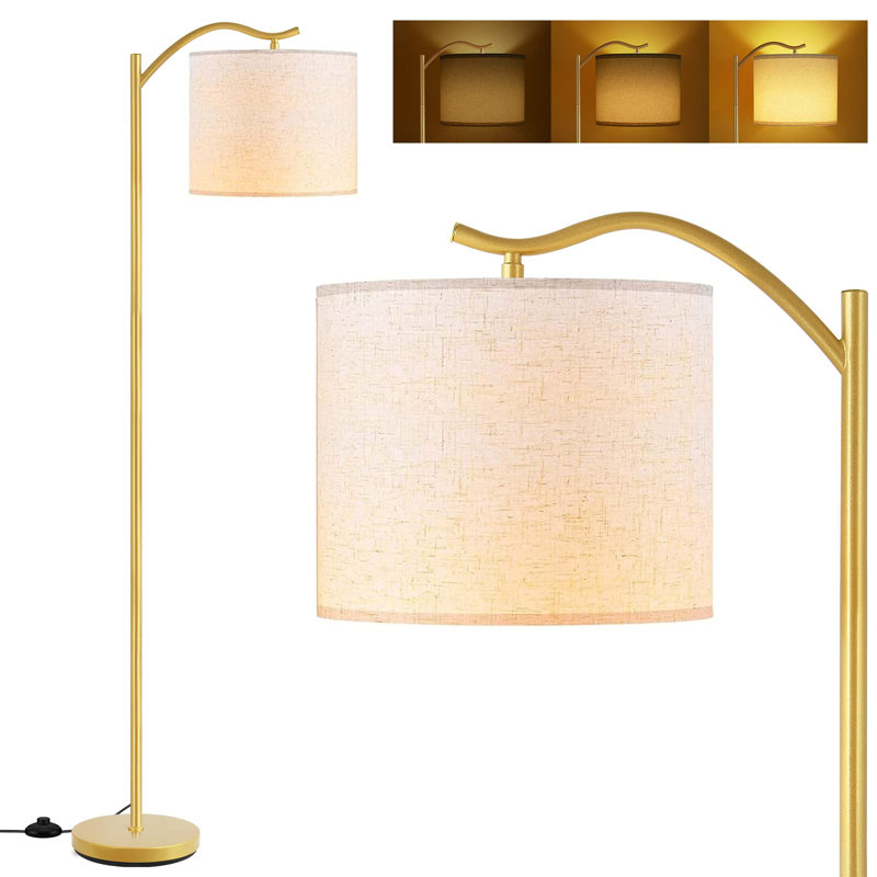 Nikkolas 63'' LED Arched Floor Lamp, Gold, Gray